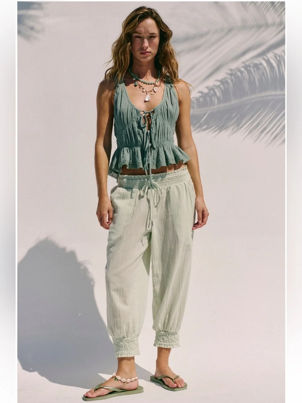 Free People Taye Smocked Cotton Capris NWT XS